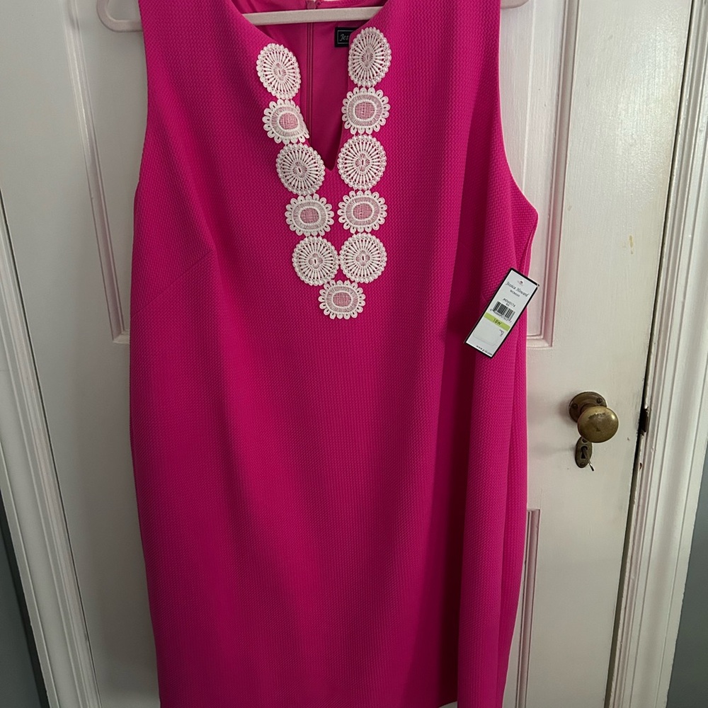 Jessica Howard Fuchsia Dress with white Detailing